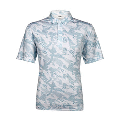 Puma Men’s Zig-Zag Printed Polo T-Shirt - White/Turquoise Surf