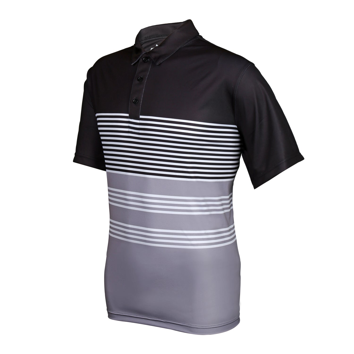 Puma Men’s Striped Polo T-Shirt - Black/Flat Light Gray/White