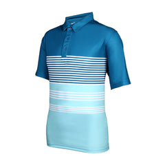 Puma Men’s Striped Polo T-Shirt - Corsair/Fair Aqua/White