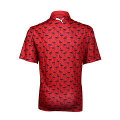 Puma Men’s Crane Printed Polo T-Shirt - Club Red/Navy